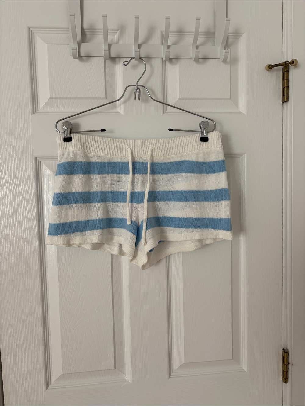 Edikted Striped Knit Lounge Shorts - Blue & Cream